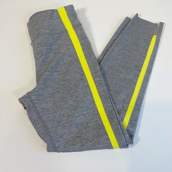 Zyia Active Womens Gym Yoga Cropped Leggings Gray 4 Mid Rise Stretch Side Stripe - Picture 1 of 12